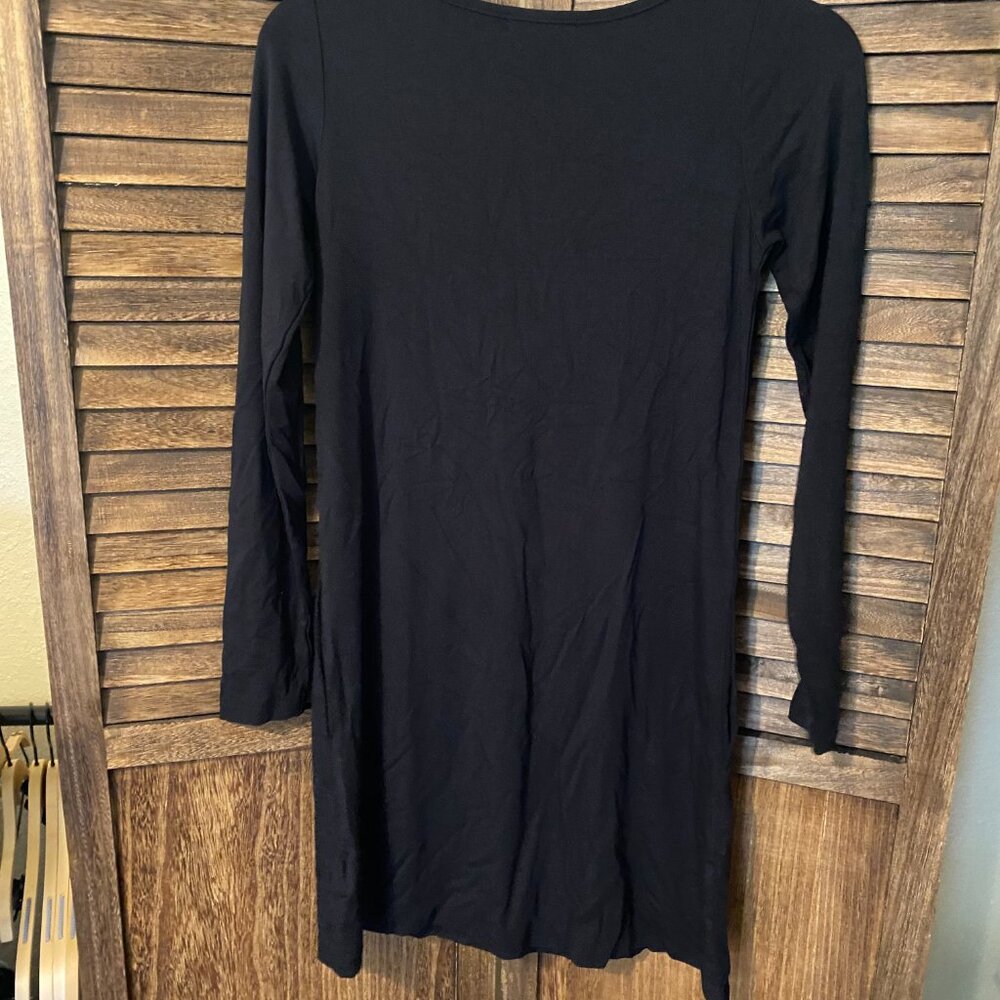 Yala Mia Long Sleeve A-line Bamboo Dress Black with Pockets - Picture 4 of 5